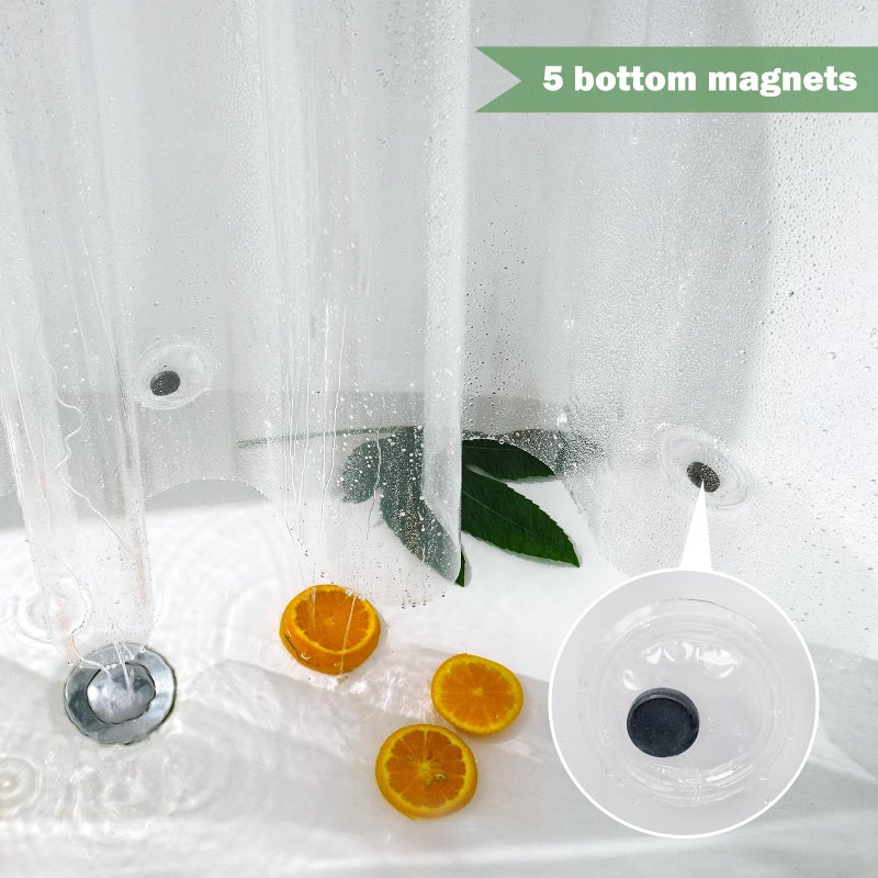 UFRIDAY Clear Shower Curtain Liner, PEVA Bathroom Curtain Liner with 5 Magnets, Waterproof Transparent Curtain for Bathroomfor Home or Hotel, 72 x 72 Inches - Image 5